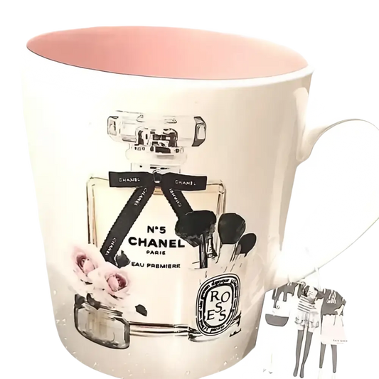 Ceramic Mug - Chanel No. 5 - Roses (Amanda Greenwood Art) - Trendy Mugs