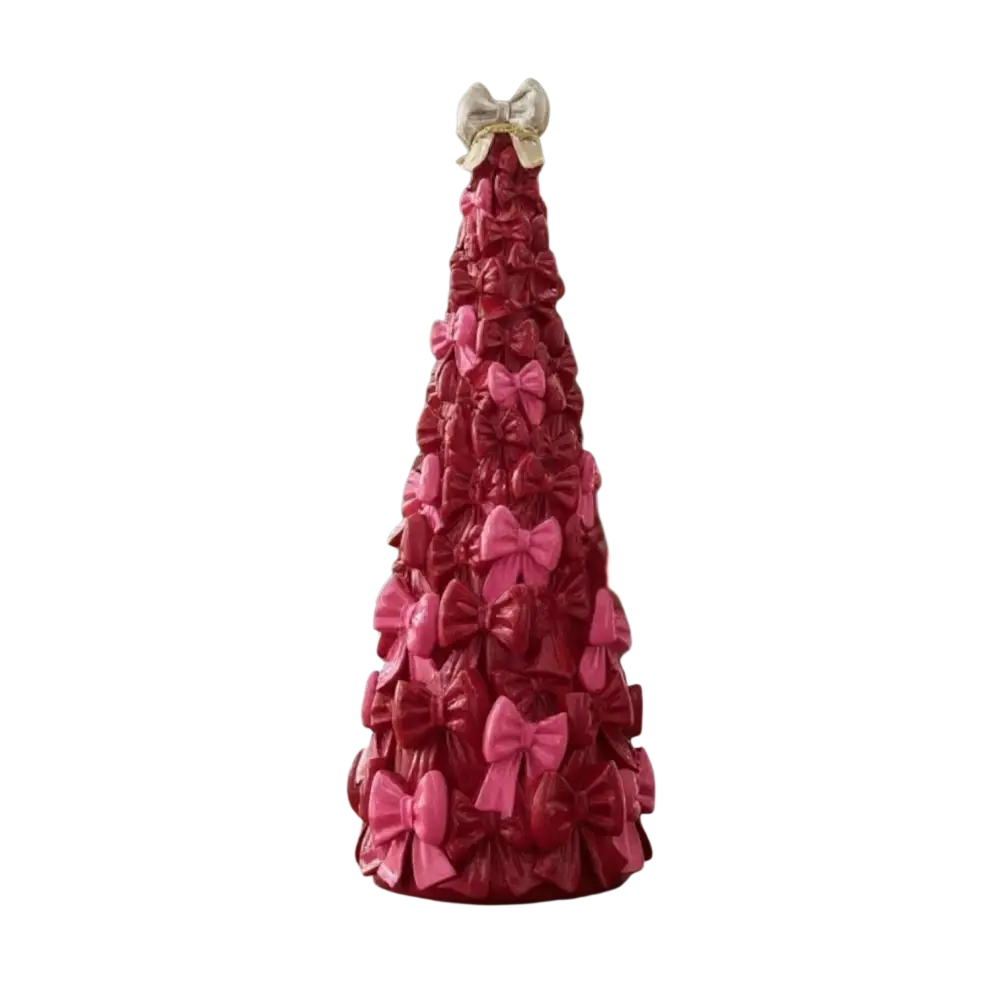 Cupcakes and Cashmere Pink & Red Bow Christmas Tree Decor 16” - Trendy Holiday