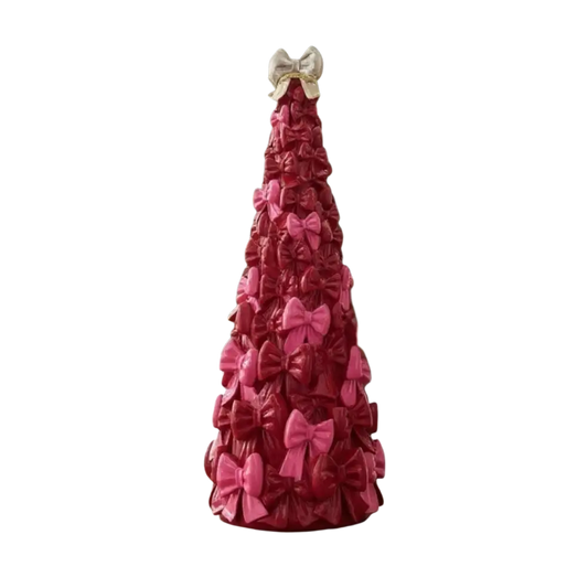 Cupcakes and Cashmere Pink & Red Bow Christmas Tree Decor 16” - Trendy Holiday