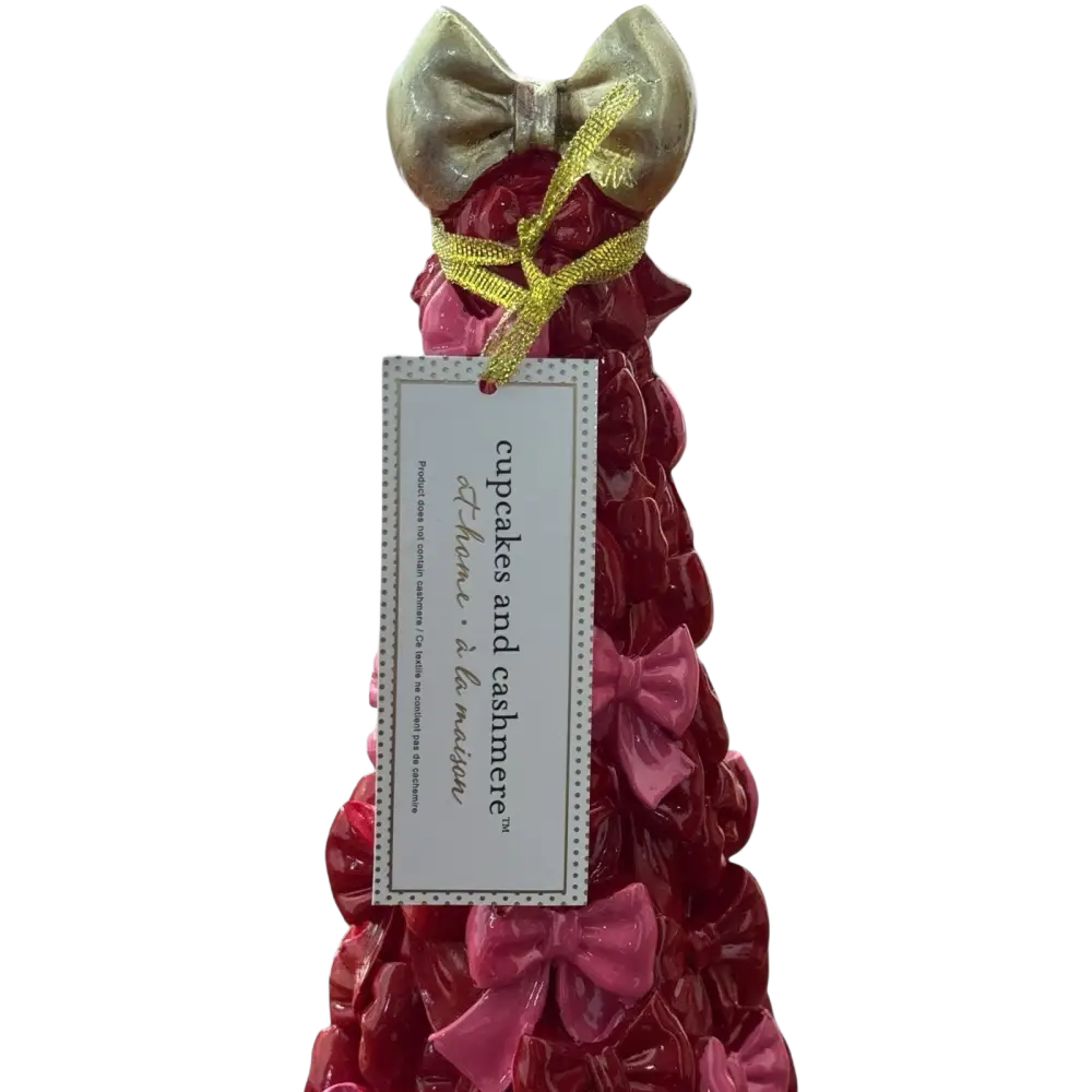Cupcakes and Cashmere Pink & Red Bow Christmas Tree Decor 16” - Trendy Holiday