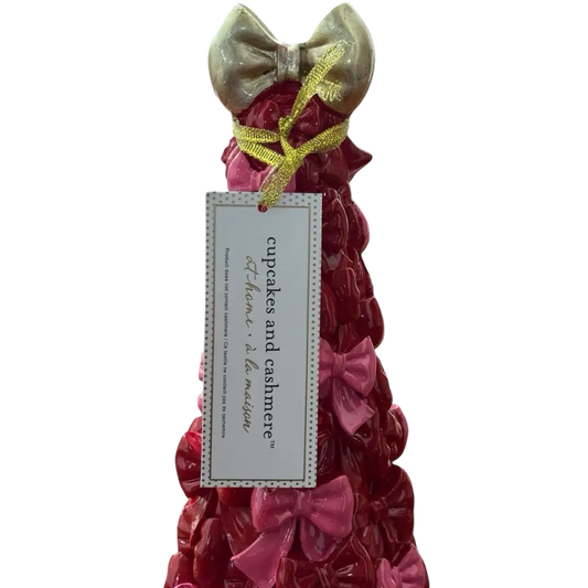 Cupcakes and Cashmere Pink & Red Bow Christmas Tree Decor 16” - Trendy Holiday