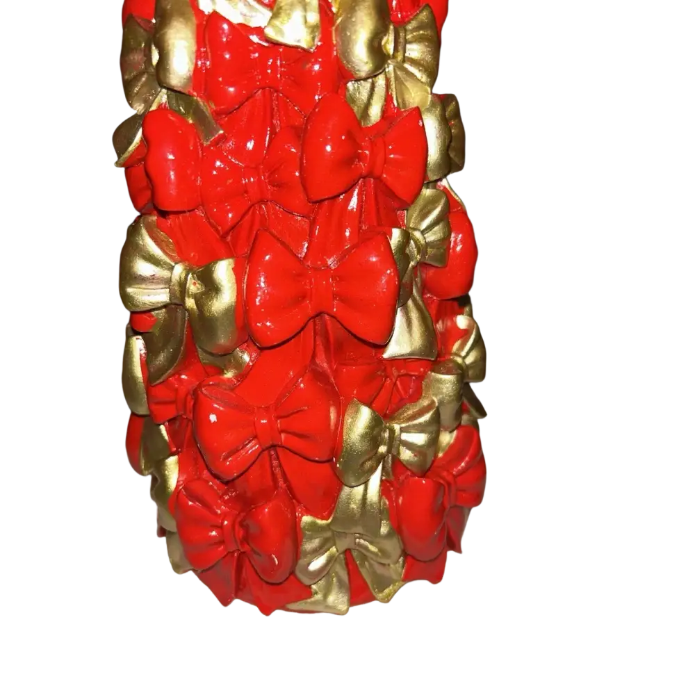 Cupcakes And Cashmere Red And Gold Bow Christmas Tree Decor 16” - Trendy Holiday