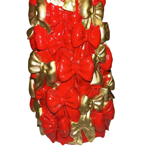 Cupcakes And Cashmere Red And Gold Bow Christmas Tree Decor 16” - Trendy Holiday