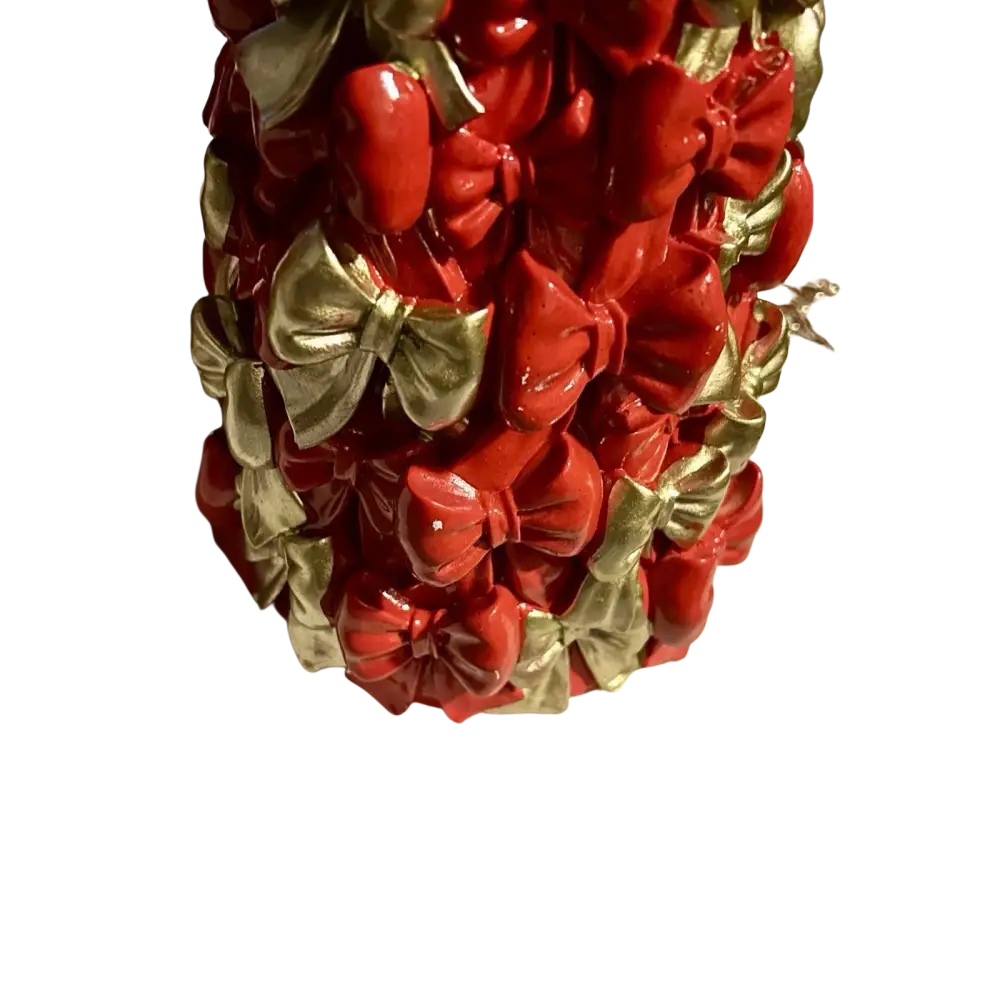 Cupcakes And Cashmere Red And Gold Bow Christmas Tree Decor 16” - Trendy Holiday