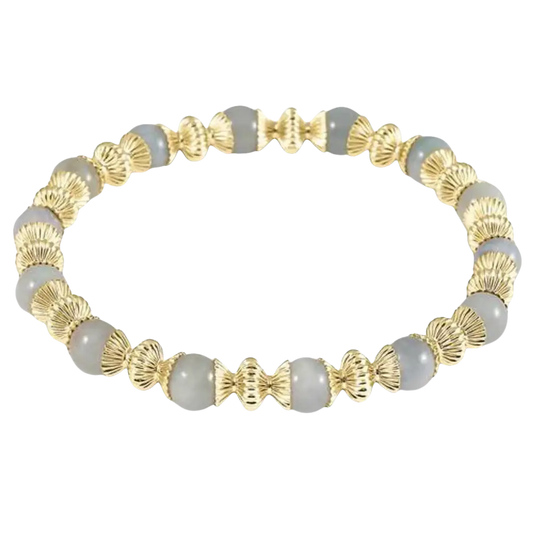 eNewton loyalty gold 6mm bead bracelet - Aquamarine