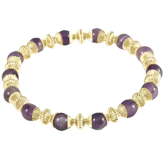 eNewton loyalty gold 6mm bead bracelet - Dogtooth Amethyst