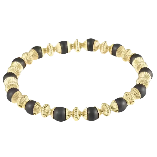 eNewton loyalty gold 6mm bead bracelet - Matte Onyx