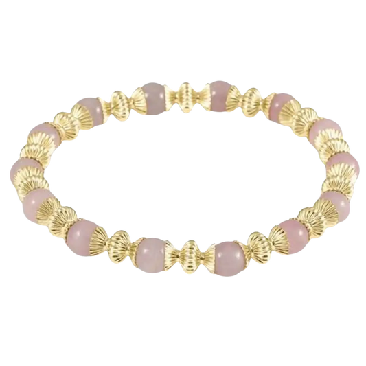 eNewton loyalty gold 6mm bead bracelet - Rose Quartz