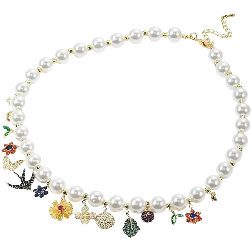 LATEKESDJA - Women Swallow Butterfly Flower Diamond Pearl NecklaceWow! Look adorable with our LATEKESDJA necklace. Featuring a butterfly and flower design, with diamond and pearl accents, this necklace is perfect for any special ocWhat's Trendy Shop