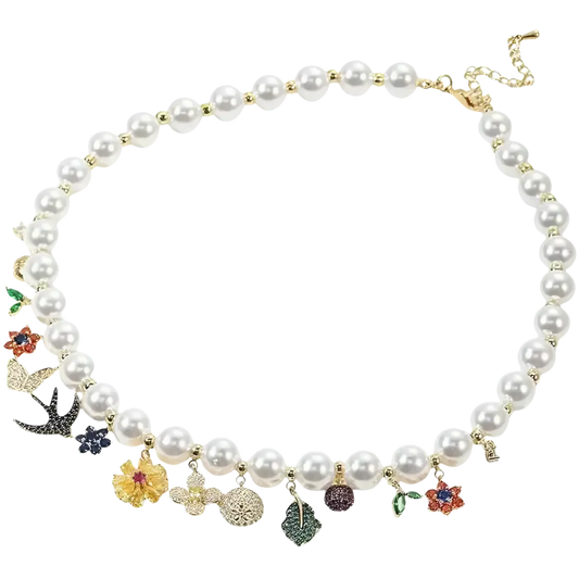LATEKESDJA - Women Swallow Butterfly Flower Diamond Pearl NecklaceWow! Look adorable with our LATEKESDJA necklace. Featuring a butterfly and flower design, with diamond and pearl accents, this necklace is perfect for any special ocWhat's Trendy Shop