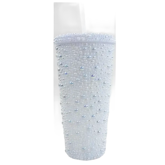 Neat Basics 22 Ounce Double Wall Pearl Encrusted Tumbler With Straw - 1 Count Each