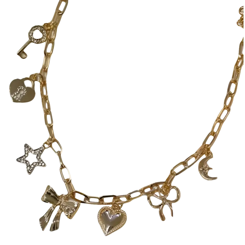 OTEEGX - Gold Charm Necklaces for Women, 18K Gold Plated Bow Pendant NOTEEGX - Gold Charm Necklaces for Women, 18K Gold Plated Bow Pendant Necklace Gold Heart Chain Aesthetic Star Jewelry. 
Product Details 
Item Weight ‏ : ‎ 1.76 ounceWhat's Trendy Shop