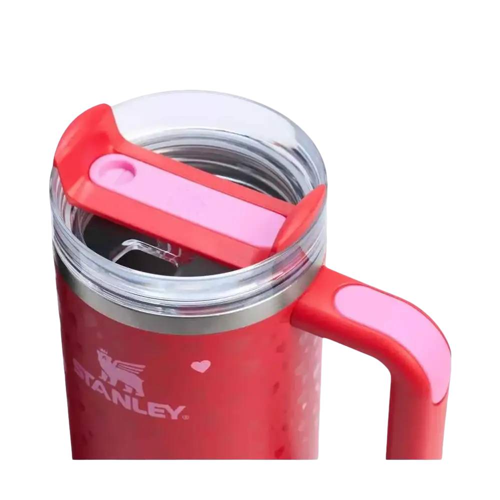 Stanley 30 oz Stainless Steel H2.0 Flowstate Quencher Tumbler Ruby Hearts - Valentine's Day