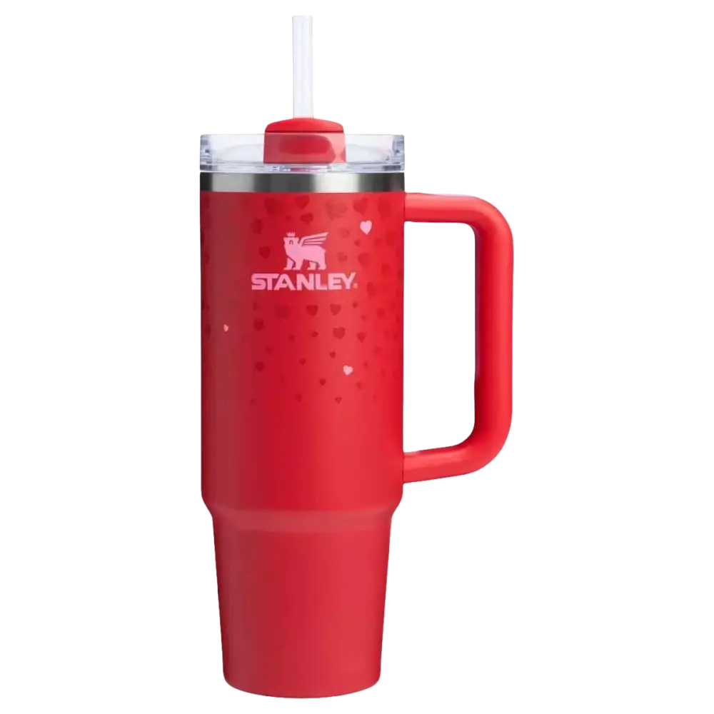 Stanley 30 oz Stainless Steel H2.0 Flowstate Quencher Tumbler Ruby Hearts - Valentine's Day