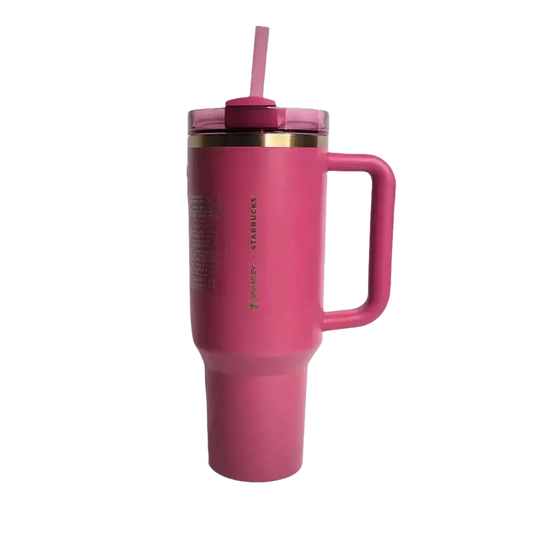 Stanley x Starbucks Berry Glitter Pink Gold Trim 40 oz Holiday Tumbler